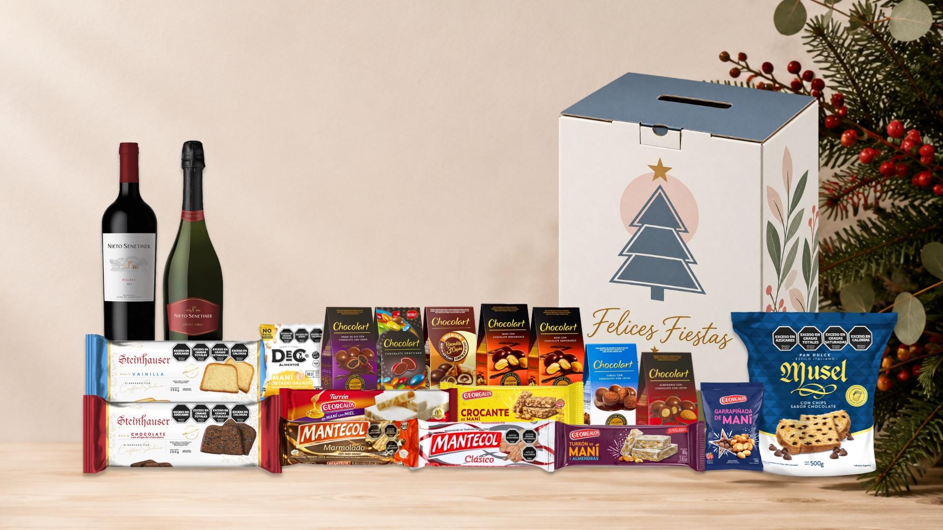 Caja navideña prearmada con productos seleccionados